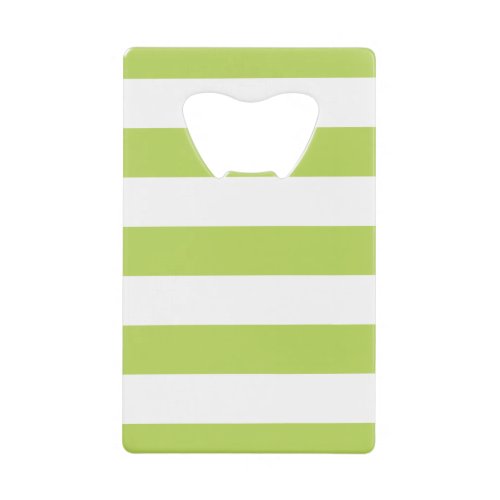 Green Stripes White Stripes Striped Pattern Credit Card Bottle Opener