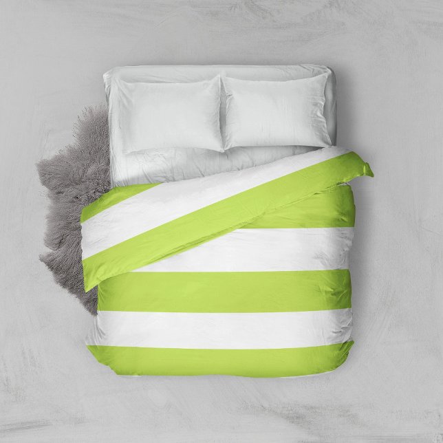 Green Stripes, White Stripes, Striped Pattern Duvet Cover (Creator Uploaded)