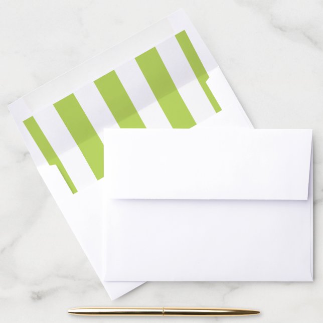 Green Stripes, White Stripes, Striped Pattern Envelope Liner (Desk)