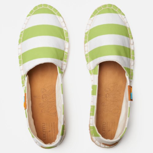 Green Stripes White Stripes Striped Pattern Espadrilles