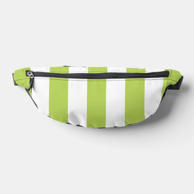 Green Stripes, White Stripes, Striped Pattern Fanny Pack (Lay Down)