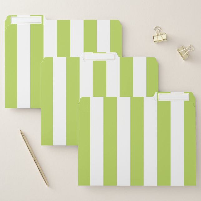 Green Stripes, White Stripes, Striped Pattern File Folder (Set)