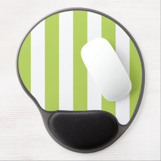 Green Stripes, White Stripes, Striped Pattern Gel Mouse Pad