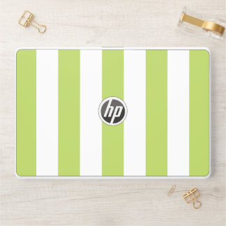 Green Stripes, White Stripes, Striped Pattern HP Laptop Skin
