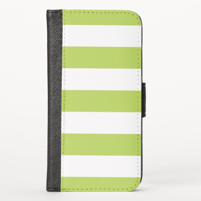 Green Stripes, White Stripes, Striped Pattern iPhone Wallet Case (Front)