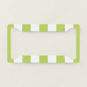 Green Stripes, White Stripes, Striped Pattern License Plate Frame