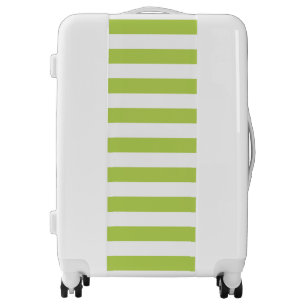 Green Stripes, White Stripes, Striped Pattern Luggage