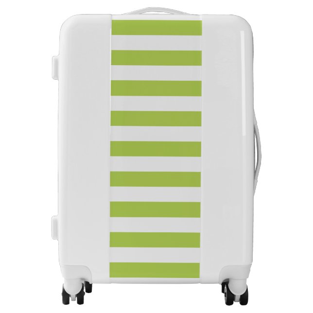 Green Stripes, White Stripes, Striped Pattern Luggage (Front)
