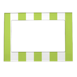 Green Stripes, White Stripes, Striped Pattern Magnetic Frame