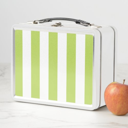 Green Stripes White Stripes Striped Pattern Metal Lunch Box