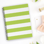 Green Stripes, White Stripes, Striped Pattern Notebook at Zazzle