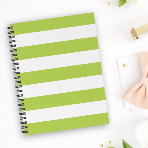 Green Stripes White Stripes Striped Pattern Notebook