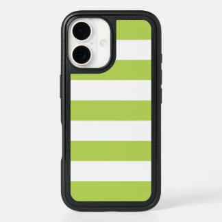 Green Stripes, White Stripes, Striped Pattern iPhone 16 Case