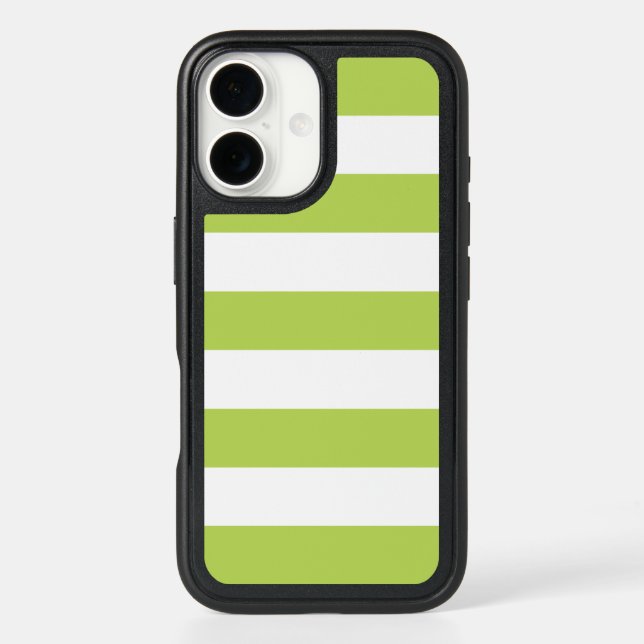 Green Stripes, White Stripes, Striped Pattern Otterbox iPhone Case (Back)