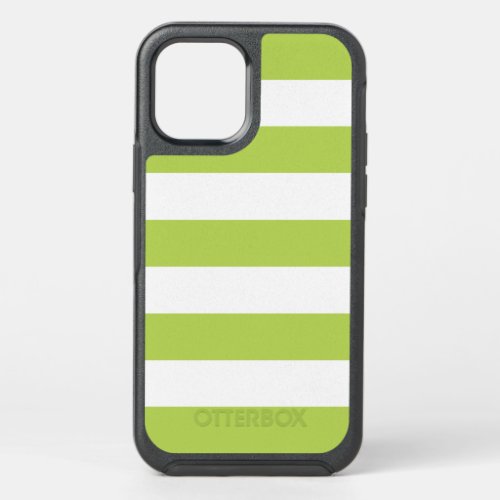 Green Stripes White Stripes Striped Pattern OtterBox Symmetry iPhone 12 Case