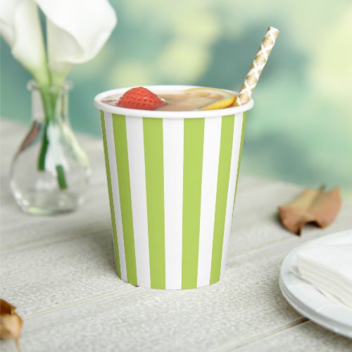 Green Stripes White Stripes Striped Pattern Paper Cups