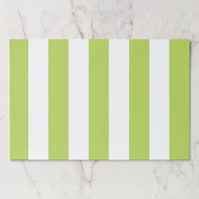Green Stripes, White Stripes, Striped Pattern Paper Pad (Front)