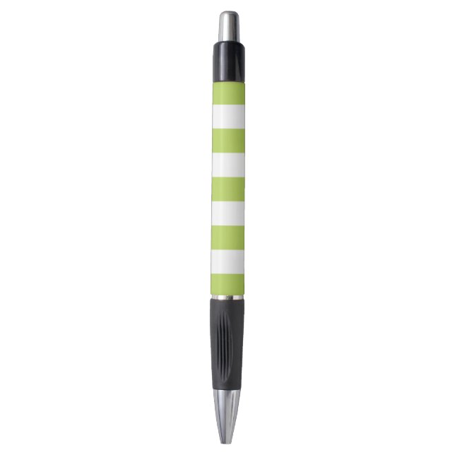 Green Stripes, White Stripes, Striped Pattern Pen (Front Vertical)
