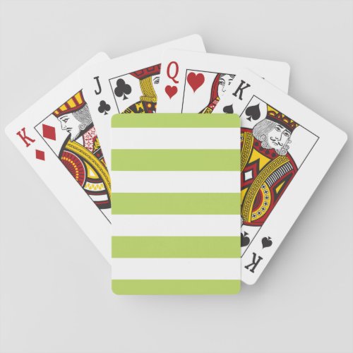 Green Stripes White Stripes Striped Pattern Playing Cards