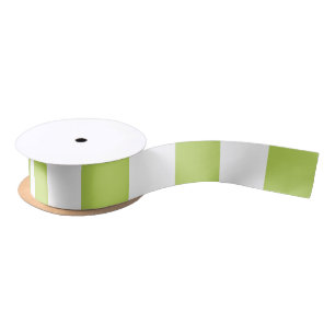 Green Stripes, White Stripes, Striped Pattern Satin Ribbon