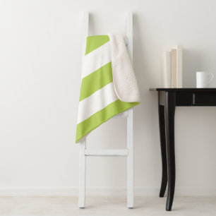 Green Stripes, White Stripes, Striped Pattern Sherpa Blanket