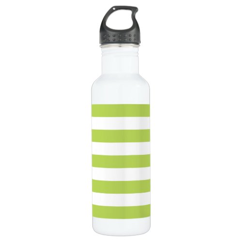 Green Stripes White Stripes Striped Pattern Stainless Steel Water Bottle
