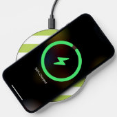 Green Stripes, White Stripes, Striped Pattern Wireless Charger (Phone)