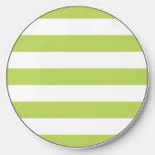 Green Stripes, White Stripes, Striped Pattern Wireless Charger (Front)