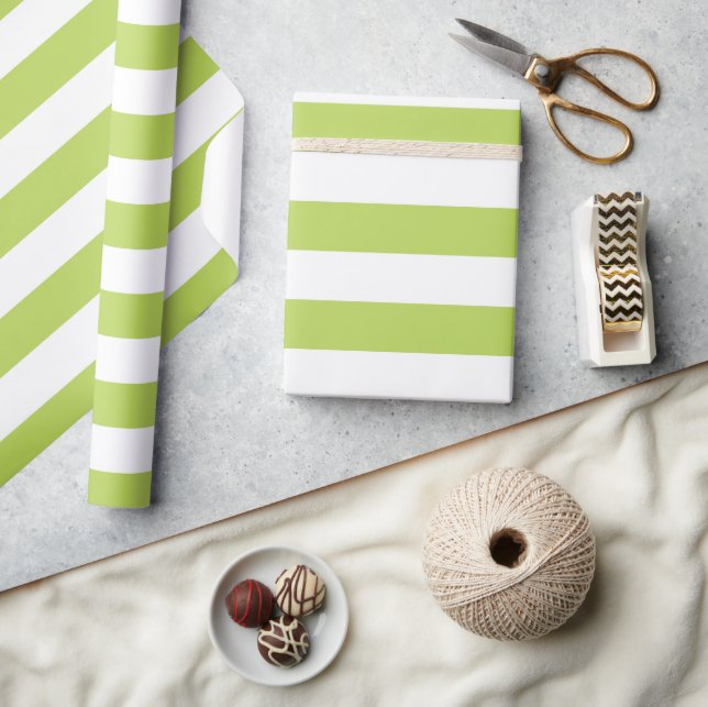 Green Stripes, White Stripes, Striped Pattern Wrapping Paper (Crafts)