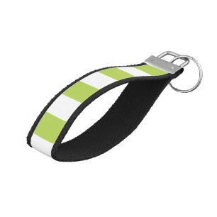 Green Stripes, White Stripes, Striped Pattern Wrist Keychain