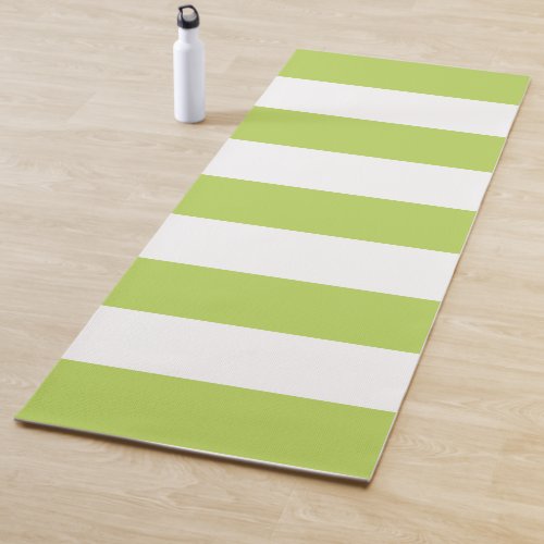 Green Stripes White Stripes Striped Pattern Yoga Mat