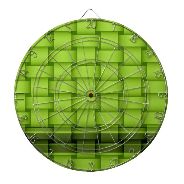 Green stripes wicker art graphic design dart board (Front)