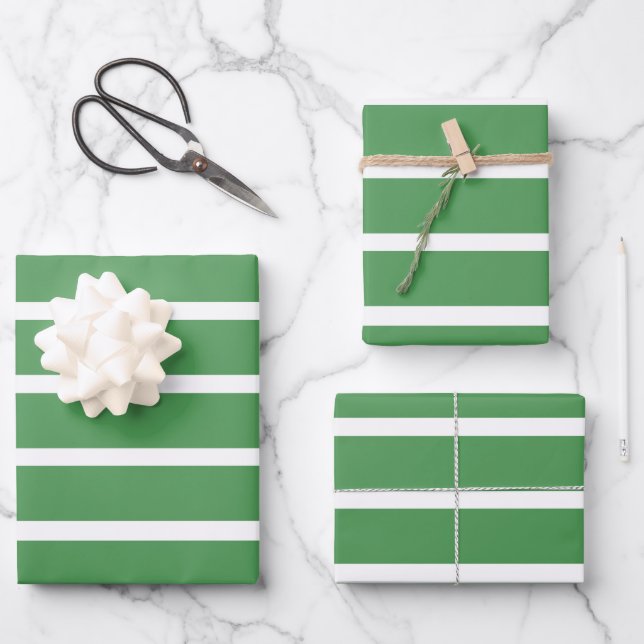 Green Stripes Wrapping Paper Sheets (Front)