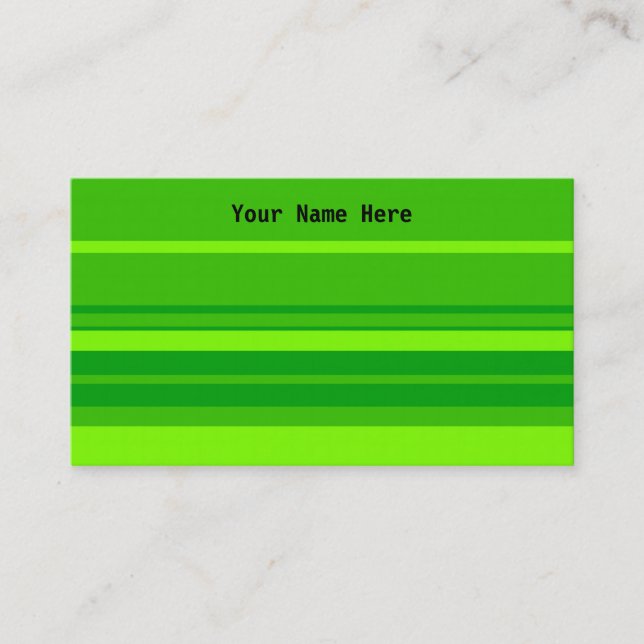 Green Stripes, Your Name Here Business Card (Front)