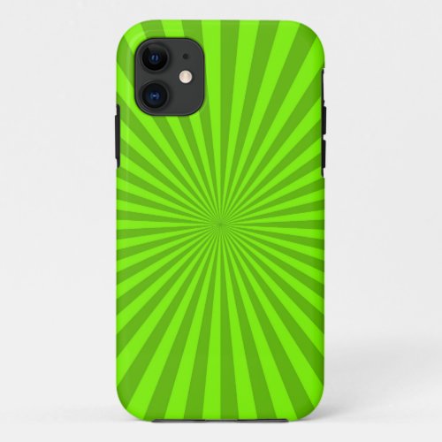 Green Stripey Sun Burst Abstract iPhone 11 Case