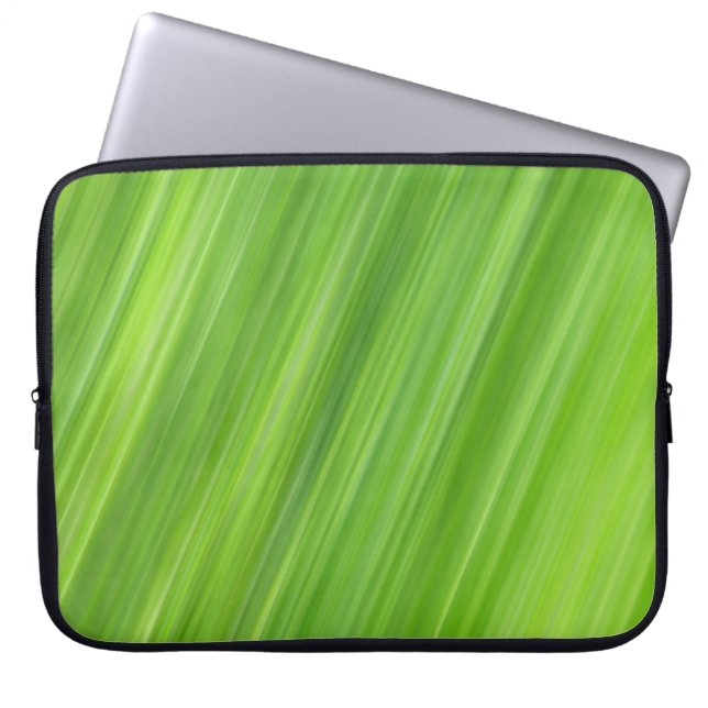 Green strips pattern laptop sleeve (Front)