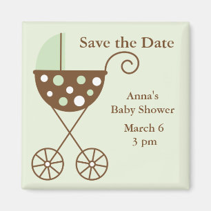 Green Stroller Baby Shower Save the Date Magnet