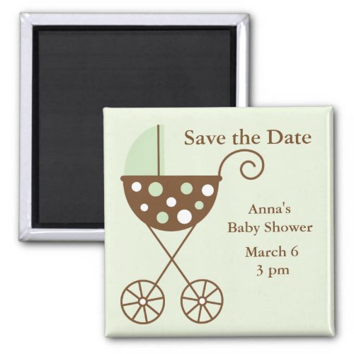 Green Stroller Baby Shower Save the Date Magnet