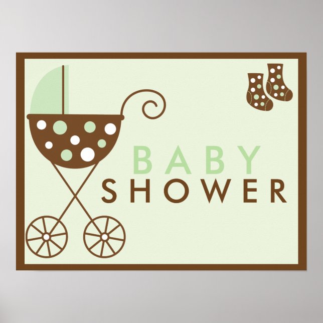 Green Stroller Baby Shower Sign (Front)