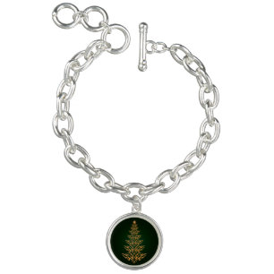 Green Stylish Christmas Tree Charm Bracelet