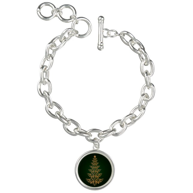 Green Stylish Christmas Tree Charm Bracelet (Product)