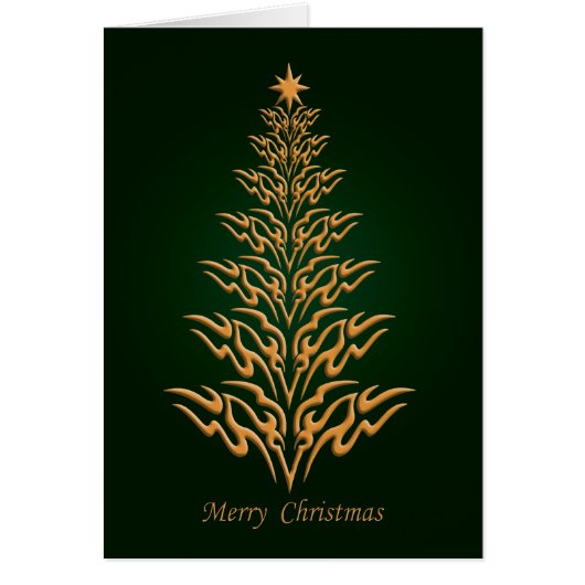 Green Stylish Christmas Tree Greetings Card (Front)