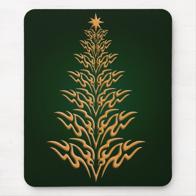Green Stylish Christmas Tree Mouse Pad (Front)