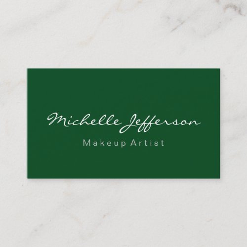 Green Stylish Makeup Artist Script Business Card