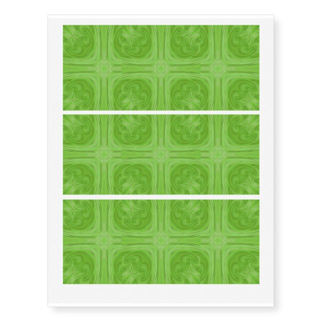 Green stylish wood pattern temporary tattoos (Front)