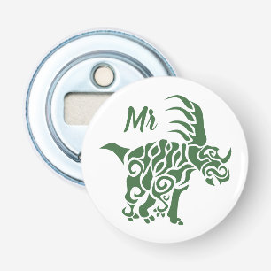 Green Styracosaurus with Tribal War Paint Bottle Opener