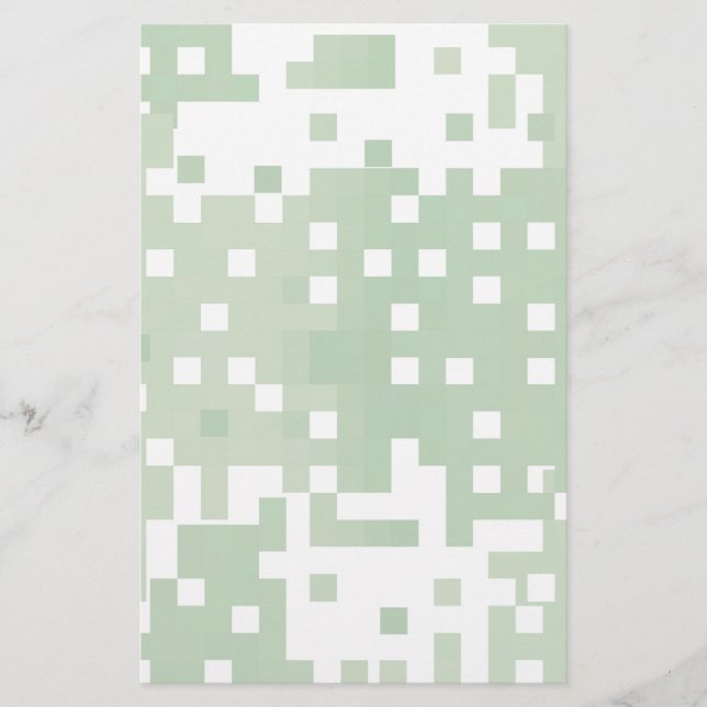 Green Suare Pixel Pattern Stationery (Front)