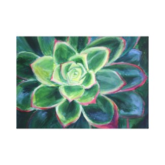 Green Succulent Art Painting