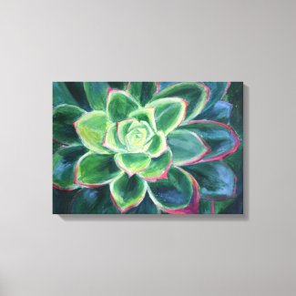 Green Succulent Art Painting