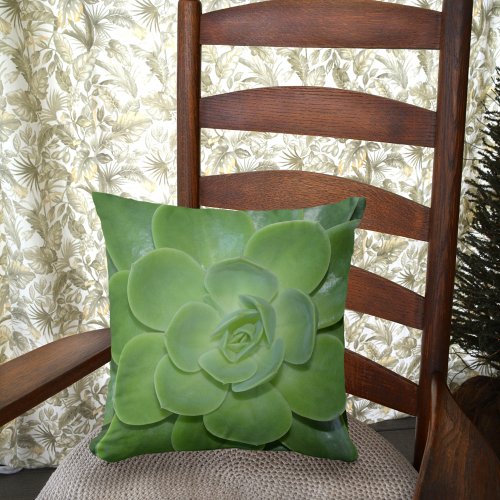 Green Succulent Botanical Photographic  Throw Pillow